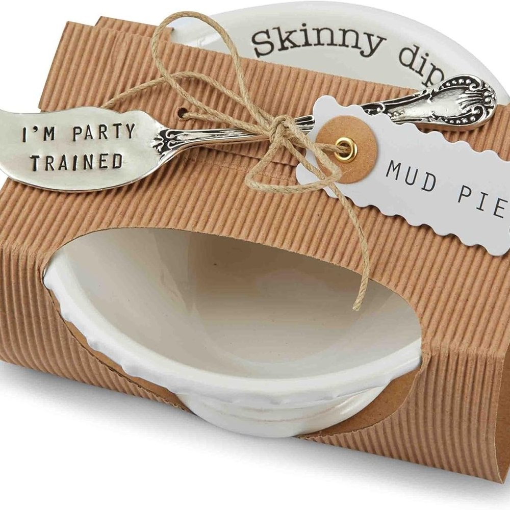 Mud Ceramic Pie Bowl and Spreader Gift Set, Skinny Dip